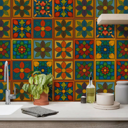 PET Foam Colorful Floral Tile Wall Decals - image 4