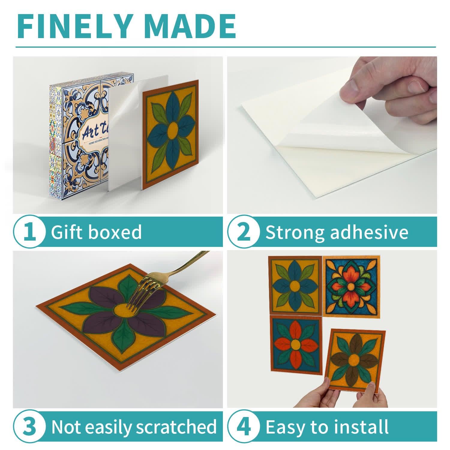 PET Foam Colorful Floral Tile Wall Decals - image 8