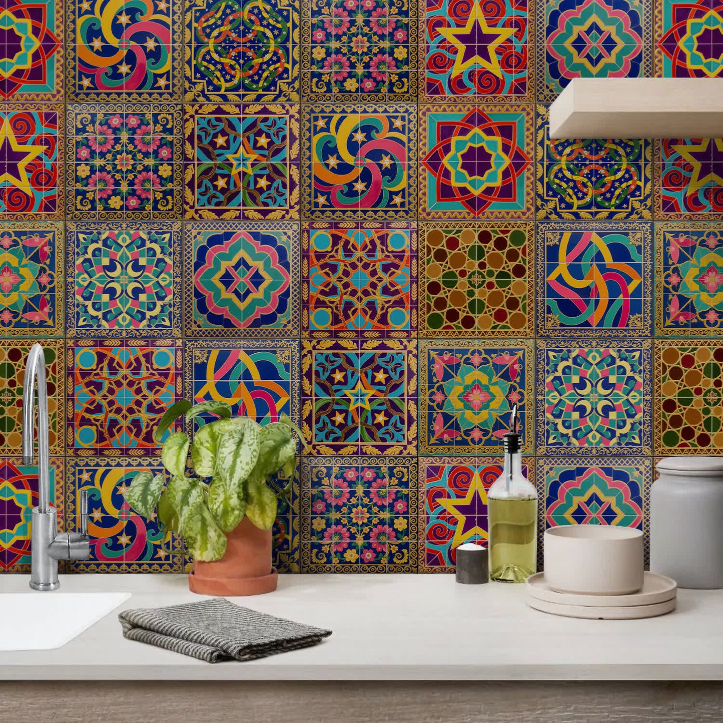 Peel & Stick Boho Waterproof Tile Wall Decals - image 2