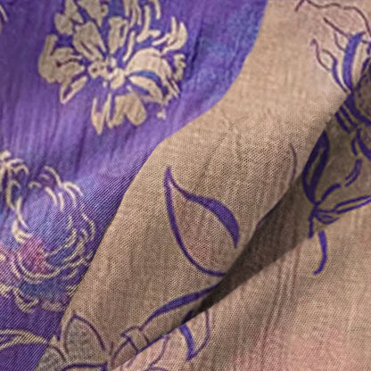 Two-Tone Peony Cotton Gauze Kimono Robe - image 5