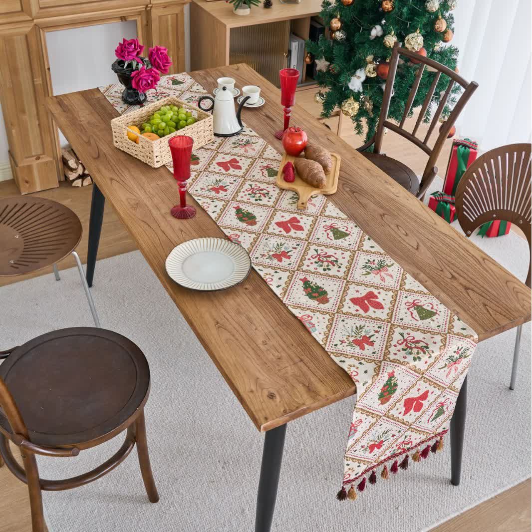 Christmas Bowknot Diamond Jacquard Table Runner - image 2