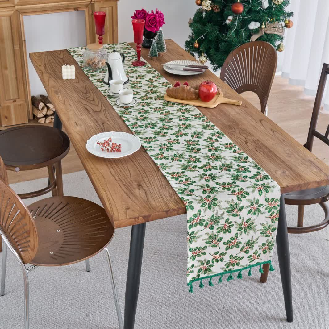 Christmas Holly Leaf Table Runner - image 2