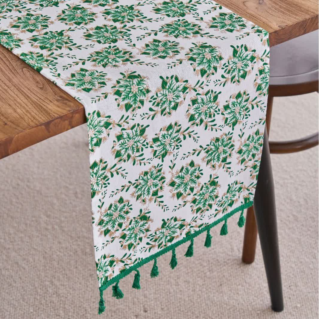 Christmas Floral Edelweiss Table Runner - 13" x 108" - image 0