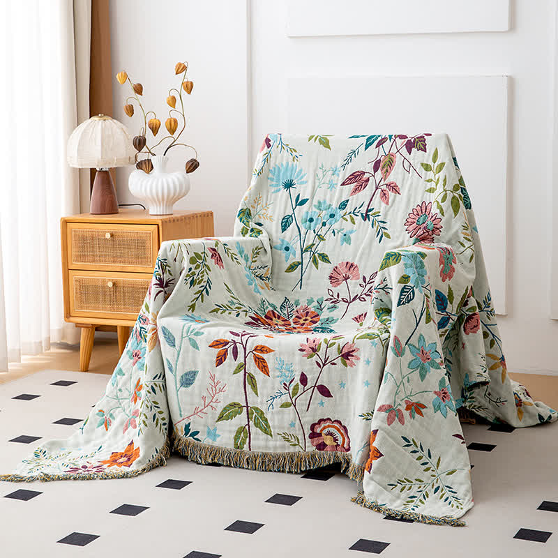 Flower vine Natural Cotton Tassel Quilt - image 2