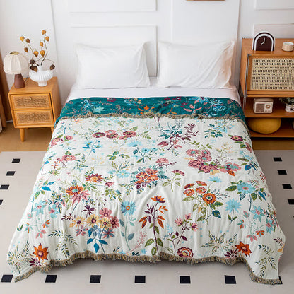 Flower vine Natural Cotton Tassel Quilt - King - image 0