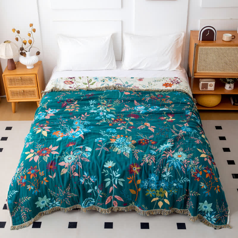 Flower vine Natural Cotton Tassel Quilt - image 1