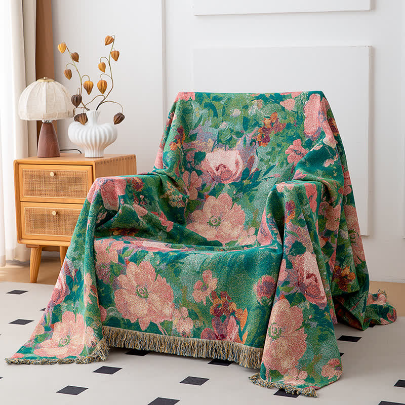 Botanical Art Natural Cotton Tassel Quilt - image 1