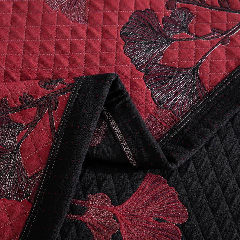 Orange Ginkgo Leaf Cotton Reversible Quilt - image 26