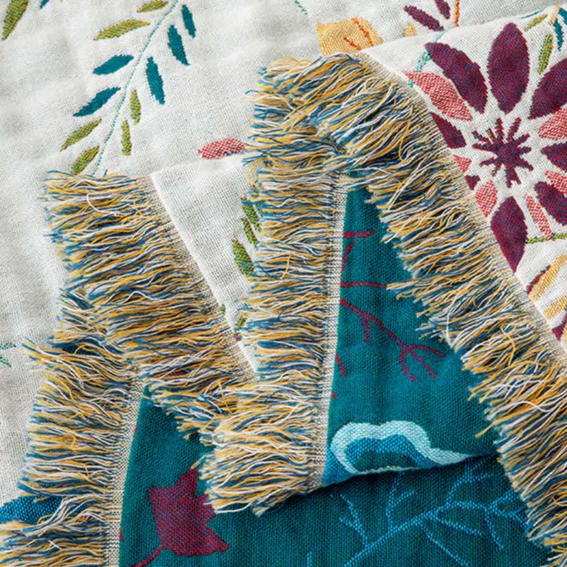Flower vine Natural Cotton Tassel Quilt - image 6