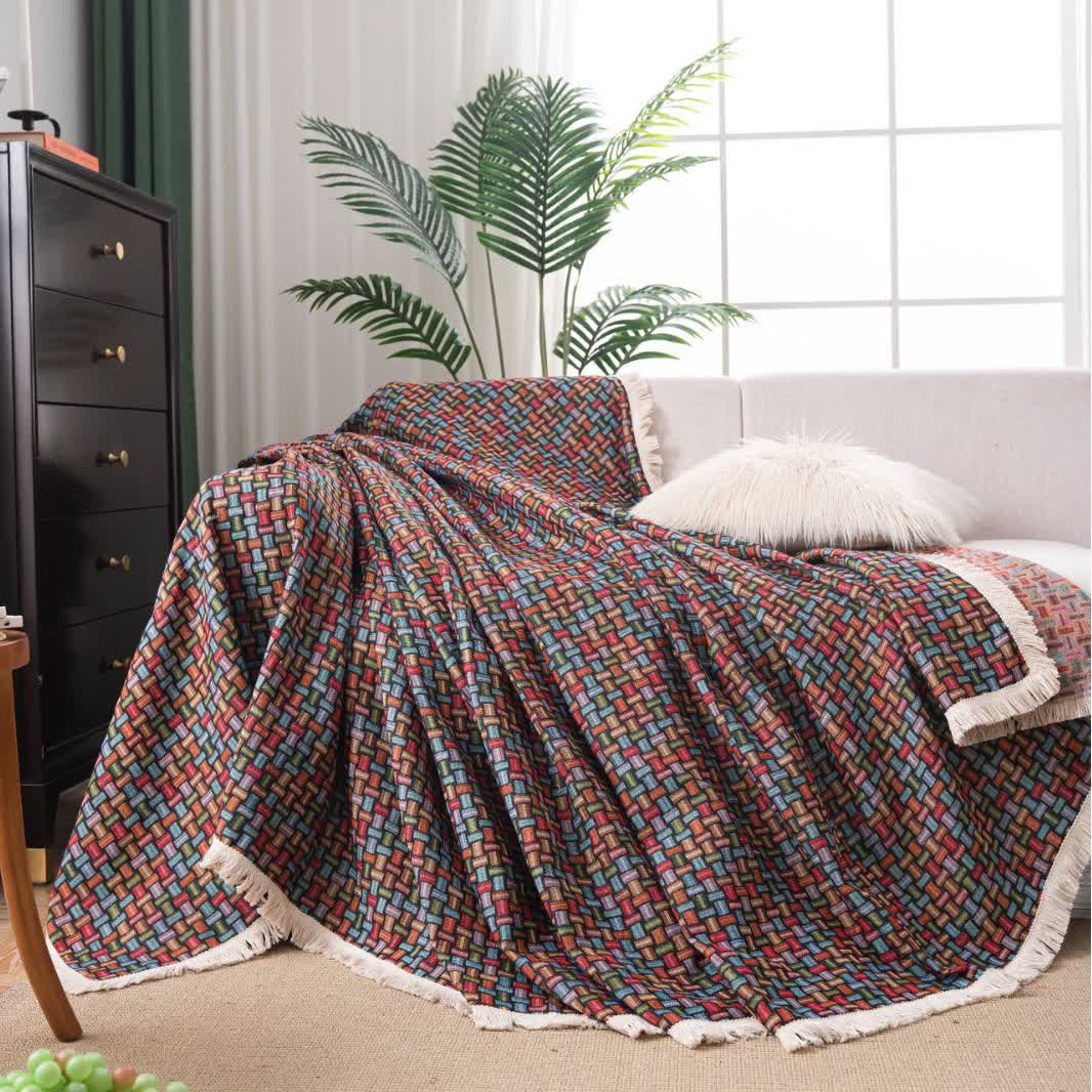 Colorful Geometric Knot Sofa Throw Blanket - 71" x 134" - image 0