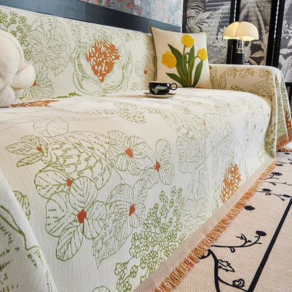 Rustic Floral Reversible Sofa Throw Blanket - Light Green - 71" x 134" - image 6