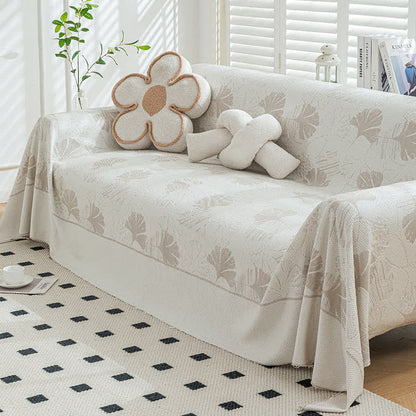 Ginkgo Leaf Ice Silk Sofa Protector - Brown - 71" x 134" - image 4