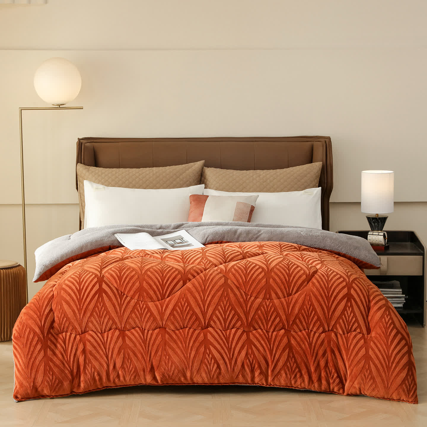 Luxury Embossed Fleece Throw Blanket - Orange - King - image 0