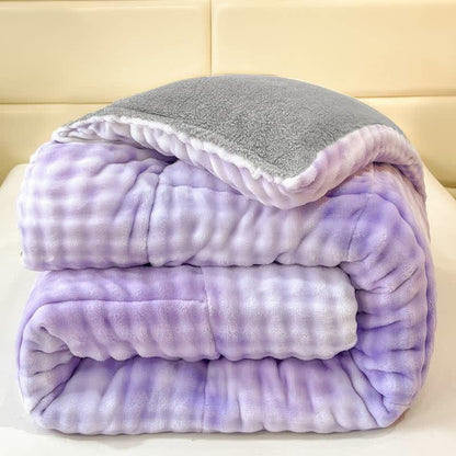 Fluffy Gradient Color Sherpa Warm Blankets - Purple - King - image 16