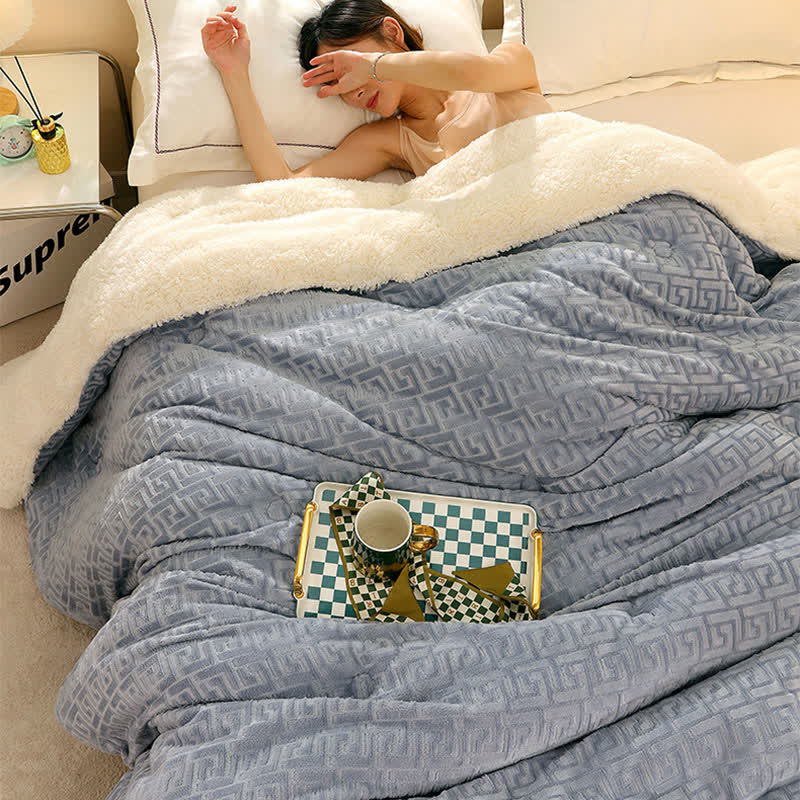 Geometric Embossed Sherpa Throw Blanket - image 0