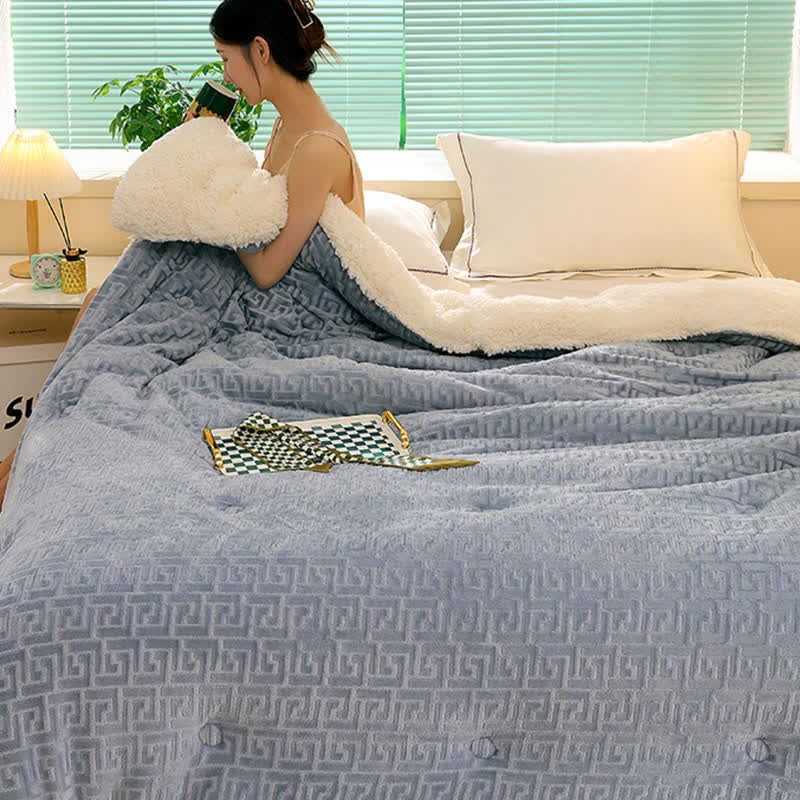 Geometric Embossed Sherpa Throw Blanket - image 3