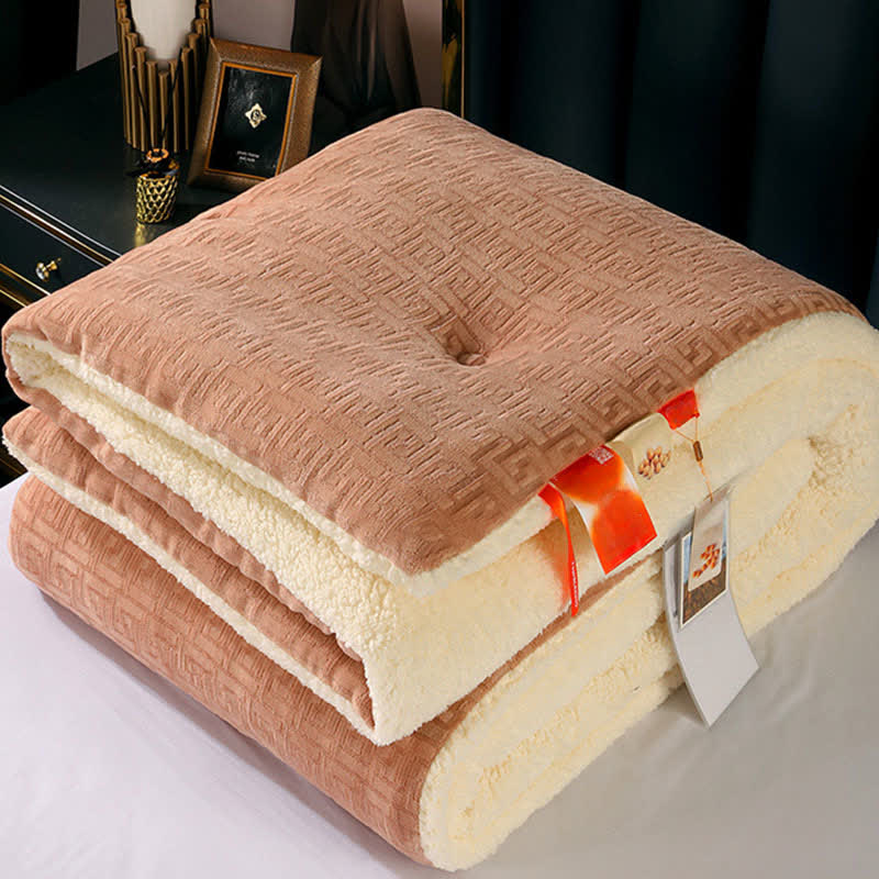 Geometric Embossed Sherpa Throw Blanket - Khaki - King - image 14