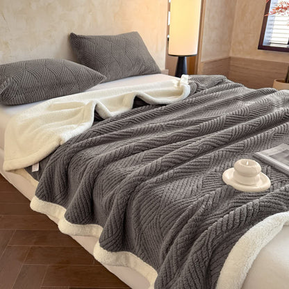 Reversible Warm Sherpa Throw Blanket - Grey - 2PCS Pillowcases - 19" x 29" - image 12