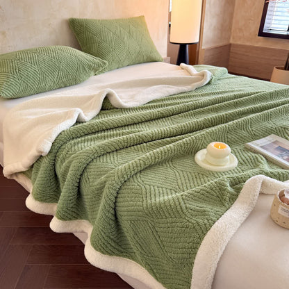 Reversible Warm Sherpa Throw Blanket - Green - 2PCS Pillowcases - 19" x 29" - image 16