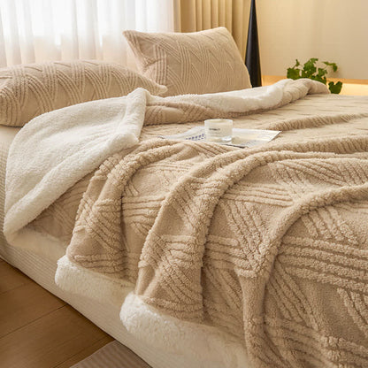 Striped Diamond Textured Warm Throw Blanket - image 2