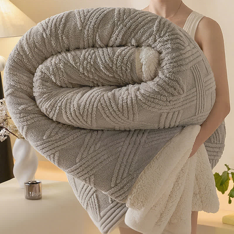 Striped Diamond Textured Warm Throw Blanket - Light Gray - 2PCS Pillowcases - 19" x 29" - image 12