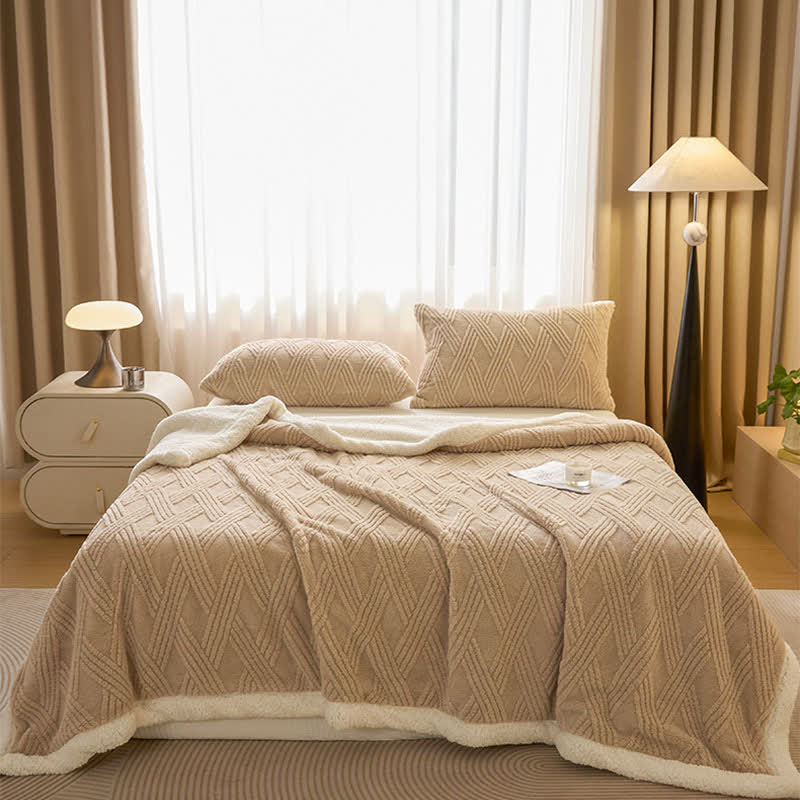 Striped Diamond Textured Warm Throw Blanket - image 0