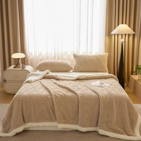 Striped Diamond Textured Warm Throw Blanket - image 0