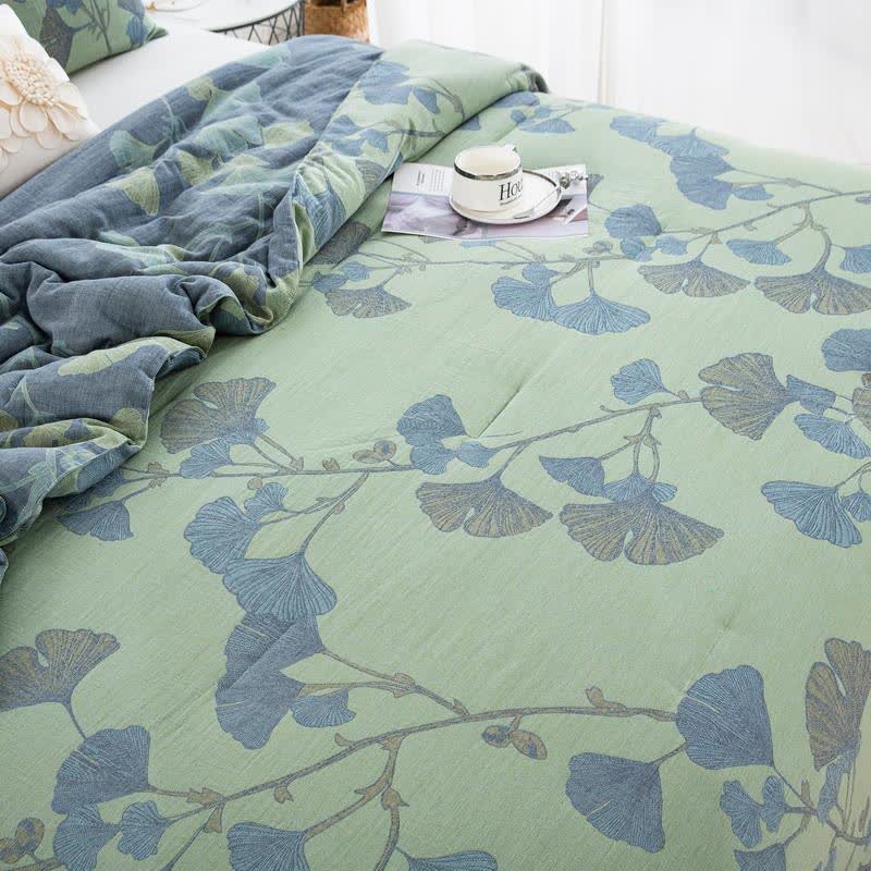 Ginkgo Leaf Cotton Gauze Reversible Bedding  - image 5