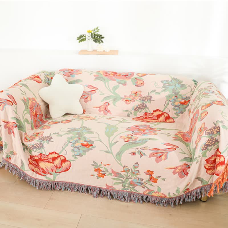 Orange Blossom Cotton Gauze Tassel Quilt - image 2