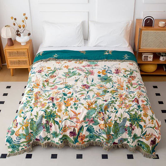 Flourish Flower Cotton Gauze Tassel Quilt - Queen - image 0