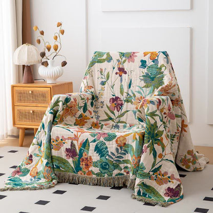 Flourish Flower Cotton Gauze Tassel Quilt - image 2