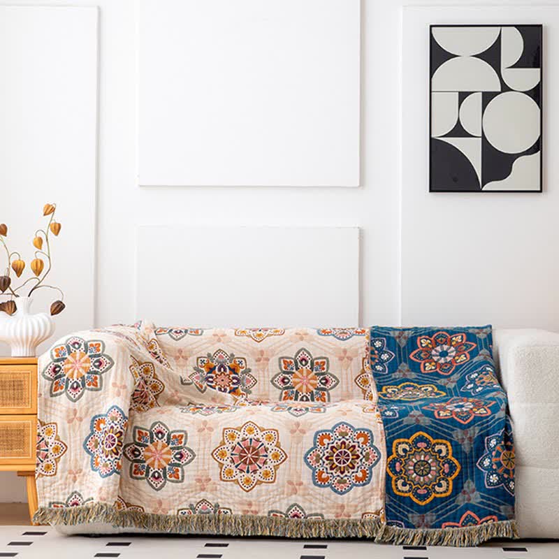 Ethnic Star-shaped Flower Cotton Quilt - image 4