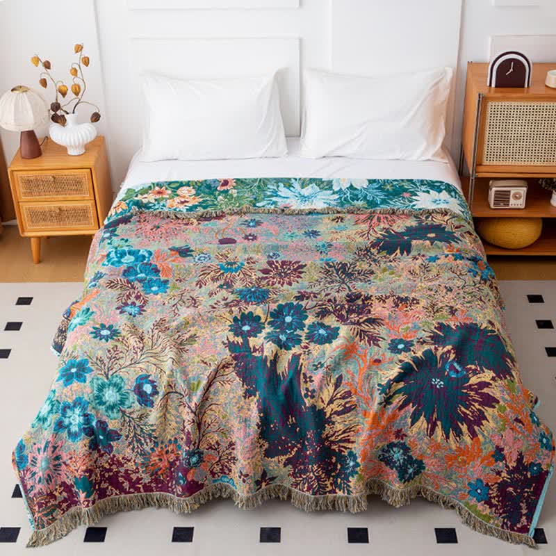 Forest Daisy Cotton Gauze Tassel Quilt - image 1