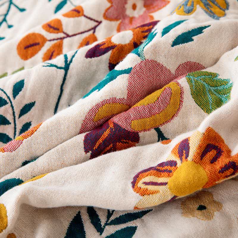 Colorful Flower Leaf Cotton Tassel Quilt - image 4