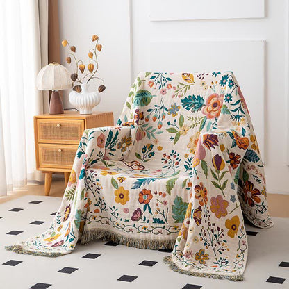 Colorful Flower Leaf Cotton Tassel Quilt - image 1