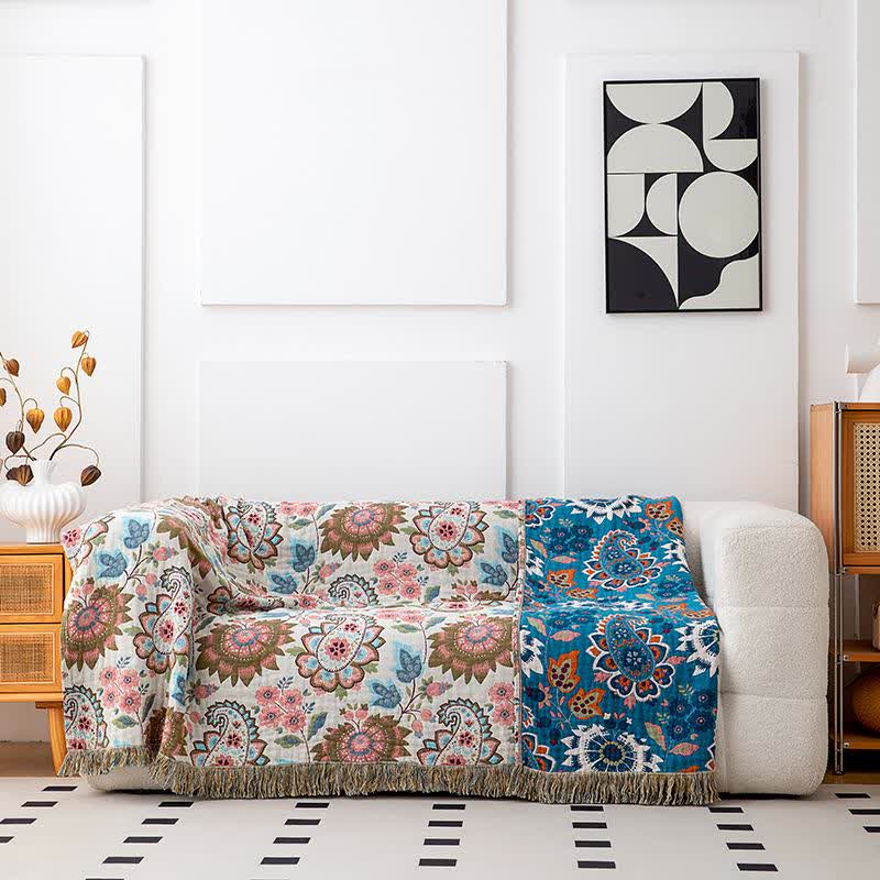 Ethnic Paisley Floral Cotton Gauze Quilt - image 4