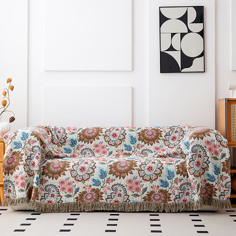 Ethnic Paisley Floral Cotton Gauze Quilt - image 3