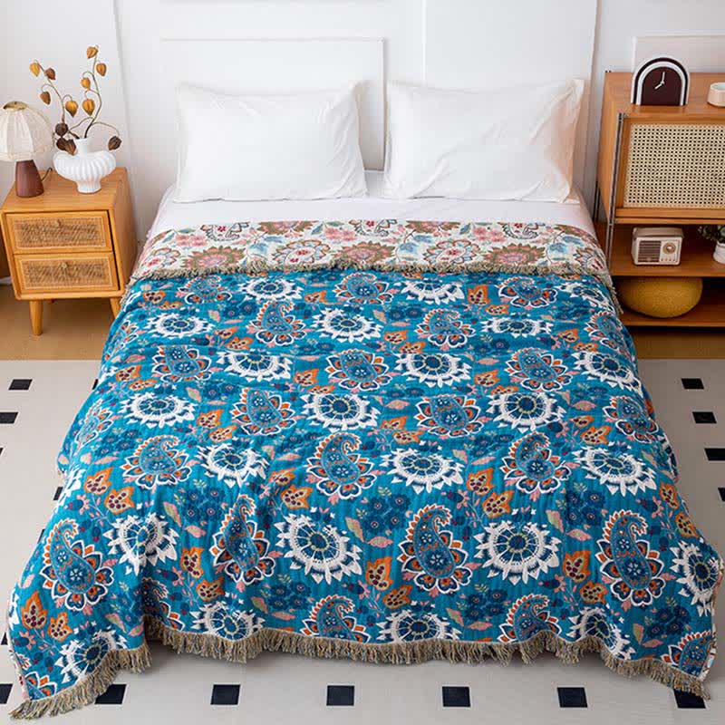 Ethnic Paisley Floral Cotton Gauze Quilt - image 1