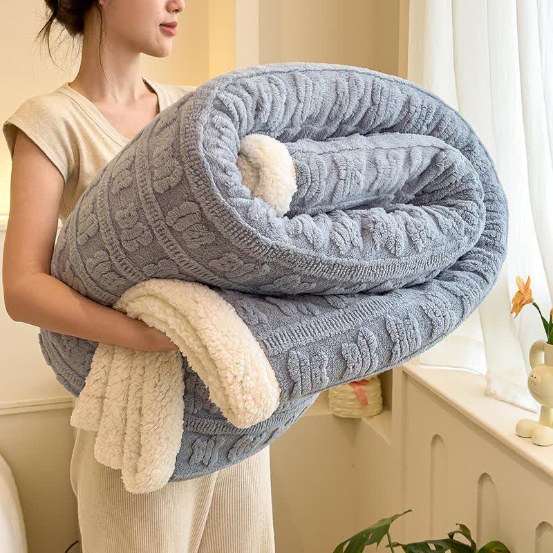 Bear Striped Textured Throw Blanket - Blue - Queen - image 5