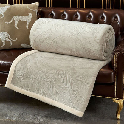 Leaf Textured Warm Throw Blanket - Grey - Queen - image 17