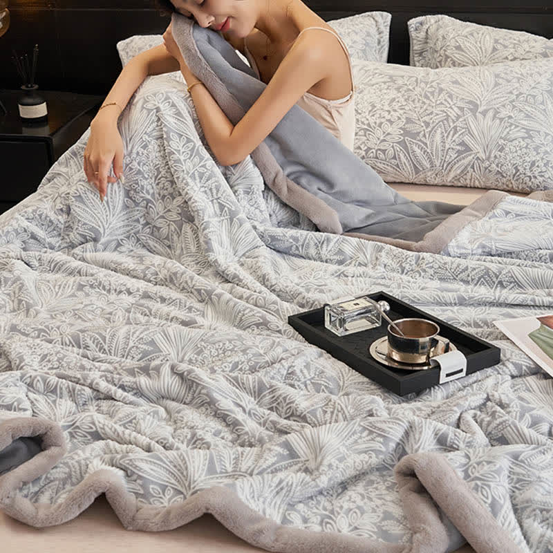 Floral Leaf Textured Warm Throw Blanket - image 3