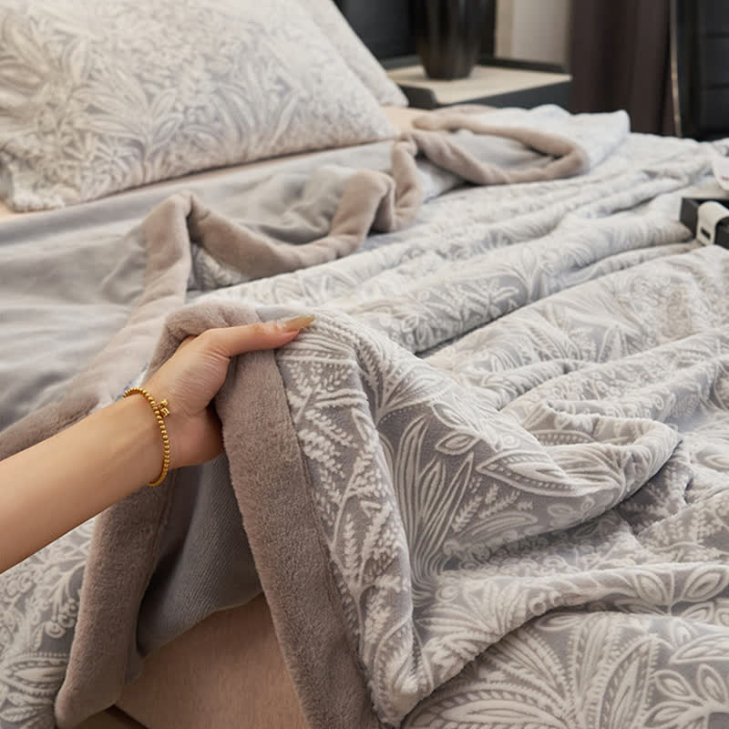 Floral Leaf Textured Warm Throw Blanket - image 8