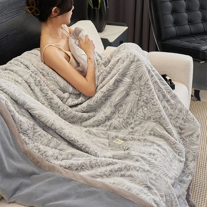 Floral Leaf Textured Warm Throw Blanket - image 6