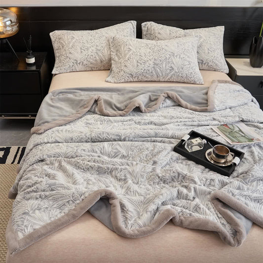 Floral Leaf Textured Warm Throw Blanket - Grey - Queen - image 0