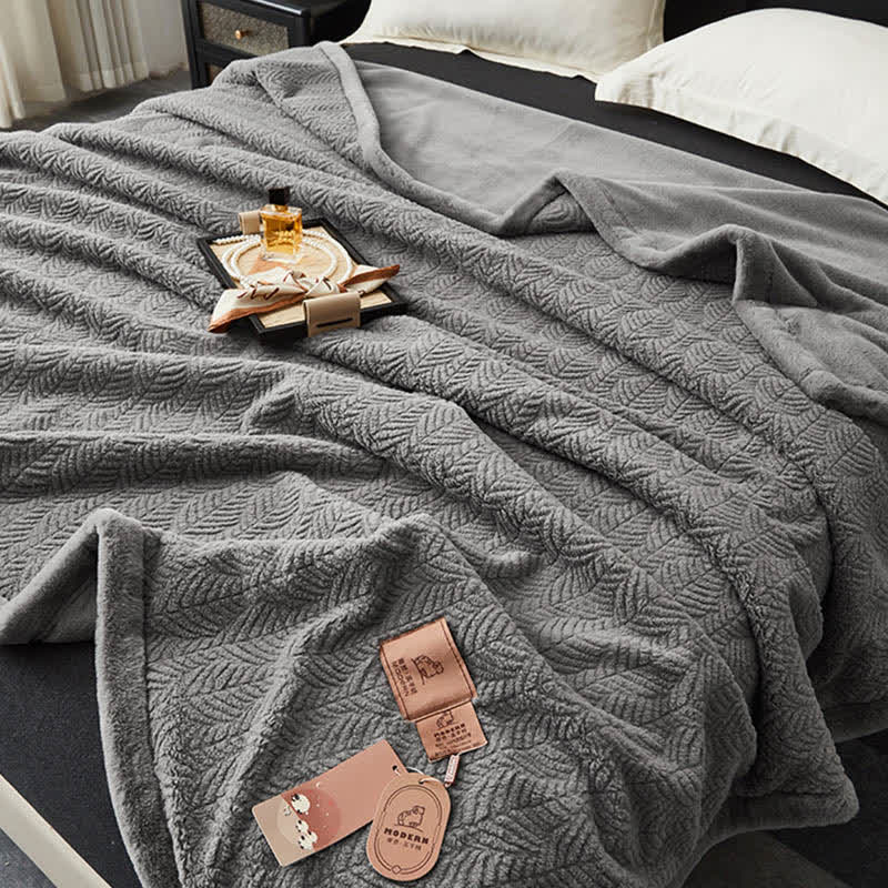 Leaf-inspired Textured Warm Throw Blanket - image 6