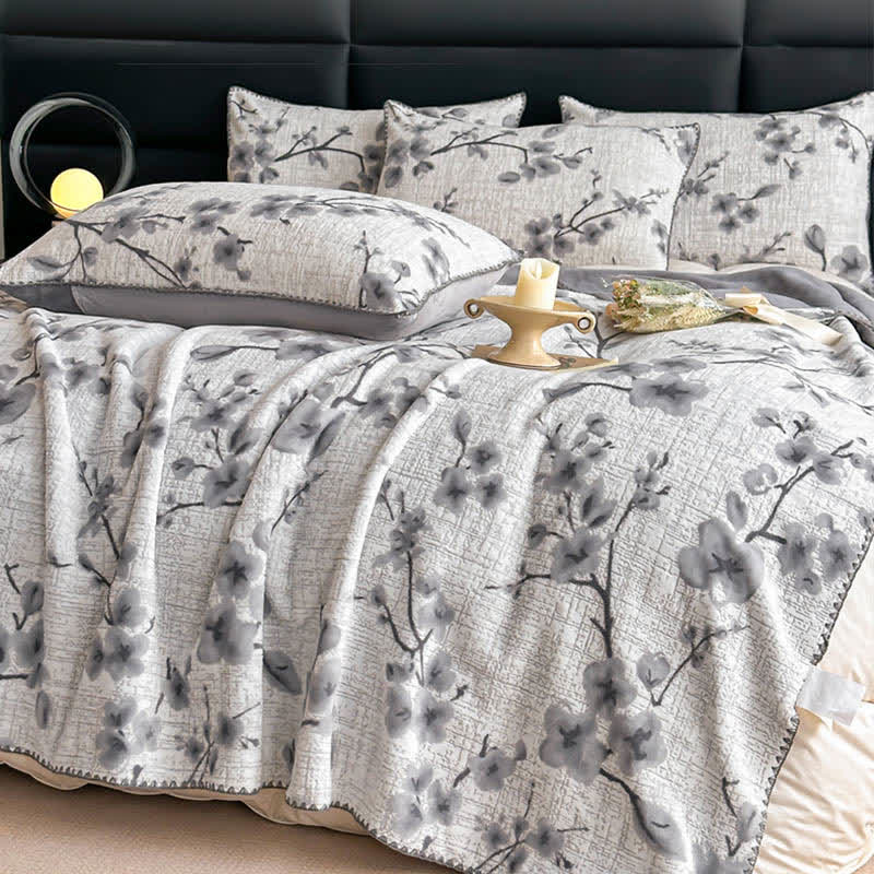 Plum Blossom Jacquard Throw Blanket - image 2