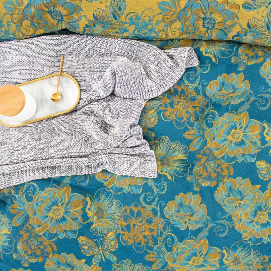 Floral Butterfly Cotton Gauze Bedding Set(4pcs) - image 7