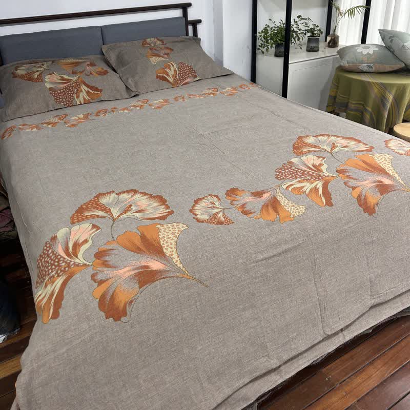 Ginkgo-inspired Cotton Gauze Bedding Set(4pcs) - image 10