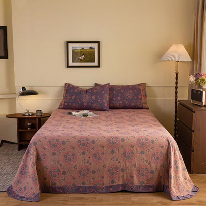 Purple Floral Cotton Gauze Bedding Set(4pcs) - image 1
