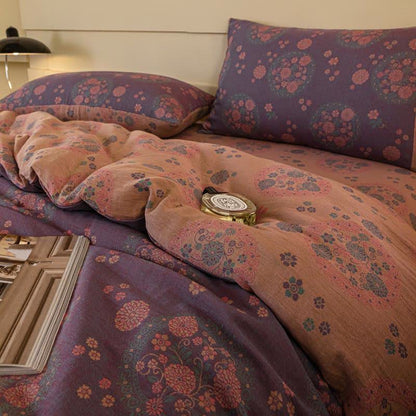 Purple Floral Cotton Gauze Bedding Set(4pcs) - image 6